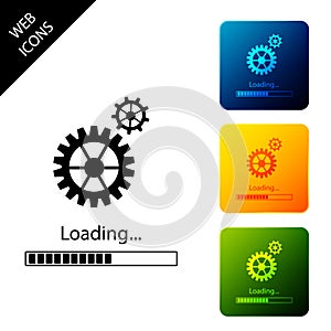 Loading and gear icon isolated. Progress bar icon. System software update. Loading process symbol. Set icons colorful