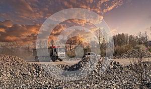 loading gravel in a quarry