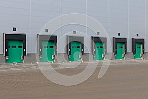 Loading green docks for trucks at warehouse