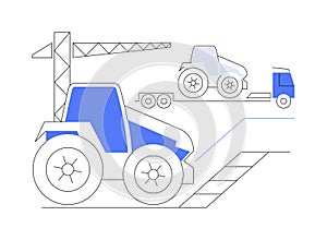 Loading heavy equipment abstract concept vector illustration.