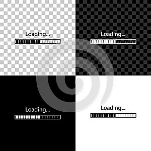 Loading icon isolated on black, white and transparent background. Progress bar icon. Vector