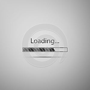 Loading icon isolated on grey background. Progress bar icon. Flat design. Vector