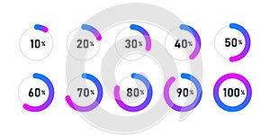 Loading icon. Progress bar for upload. Collection of loading status icons. Vector illustration