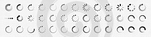 Loading icon set. Buffer loader or preloader. Donload or Upload. Collection of simple web download. Vector illustration