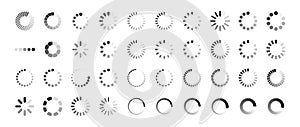Loading icon set. Buffer loader or preloader. Donload or Upload. Collection of simple web download. Vector illustration