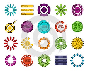 Loading icon set, color outline style