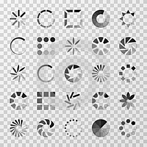 Loading indicators and internet buffering vector icons set