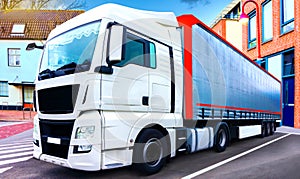 Loading Lorry Trailer . Truck on the road