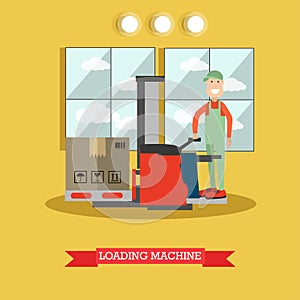 Loading machine concept vector illustration in flat style