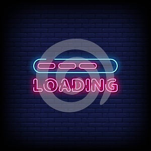 Loading Neon Signs Style Text Vector