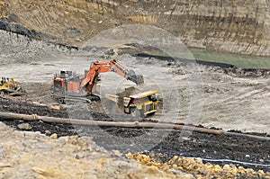 Loading Overburden on open pit coal mining