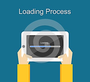 Loading process concept illustration. Flat design. Loading process status. Loading process on gadget. Waiting loading process.