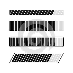 Loading process icons set. Download and upload indicator sign, waiting symbols. Vector