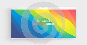 Loading process screen. Installing app or software. Progress loading bar. Abstract background with color gradients. 3d vector
