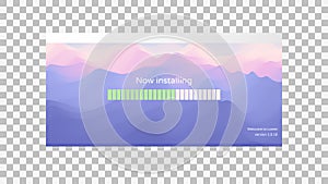 Loading process screen. Installing app or software. Progress loading bar. Abstract background with color gradients. 3d vector