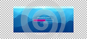 Loading process screen. Installing app or software. Progress loading bar. Abstract background with color gradients. 3d vector