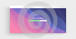Loading process screen. Installing app or software. Progress loading bar. Abstract background with color gradients. 3d vector