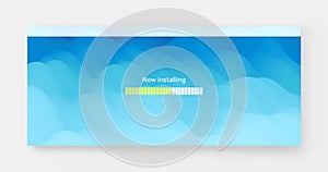 Loading process screen. Installing app or software. Progress loading bar. Abstract background with color gradients. 3d vector photo