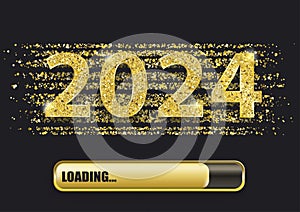 2024 Loading Progress Bar Golden Confetti Night