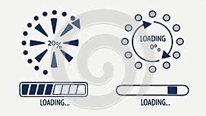 Loading progress bars set, data and process indicators vector design Generative AI