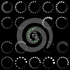 Loading, progress or buffering spinning icons