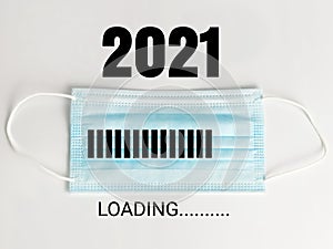 2021 loading progress with disposal face mask.