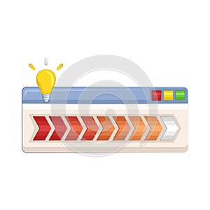 Loading indicator is a visual element that shows that a process is in progress. Flat vector illustration.