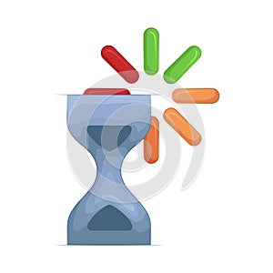 Loading indicator is a visual element that shows that a process is in progress. Flat vector illustration.