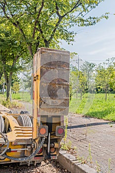 Loading ramp on trailer used for hauling heavy equipment