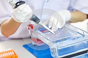 Loading samples into gel for electrophoresis