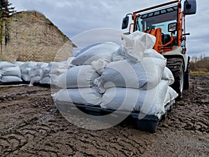 loading of seed, grain. humanitarian aid in war-affected areas.