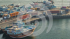 Loading a ship in Port Said in Dubai, UAE.