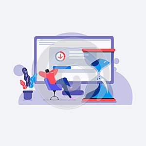 Loading speed boost illustration, Internet boost speed concept, Loading for project download, Web page load speed, slow loading we