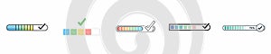 Loading Status Bar and Progress Indicator Flat Vector Icon Set