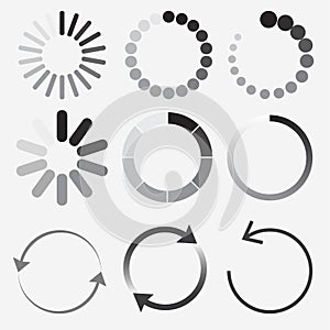 Loading status icons, round progress bar. vector