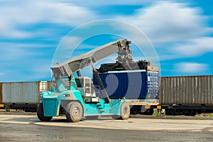 Loading truck at the container logistic yard