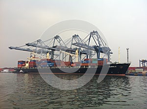 Loading and Unloading Container at Tanjung Priok Port