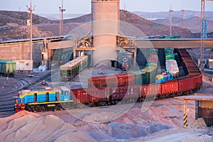 Loading and unloading station for freight trains at the cement plant