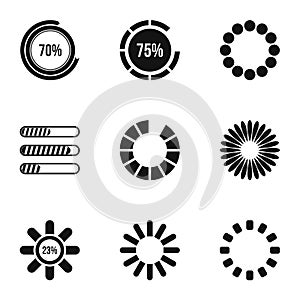 Loading and waiting icons set, simple style