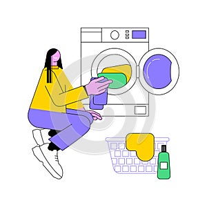 Loading washing machine isolated cartoon vector illustrations.