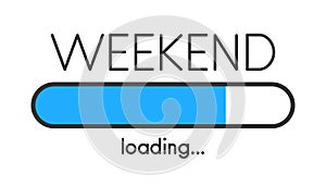 Loading weekend blue creative poster with progress bar.