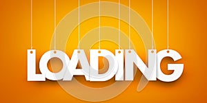 Loading. White word on orange background