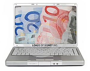 Loads of Money spoof laptop photo