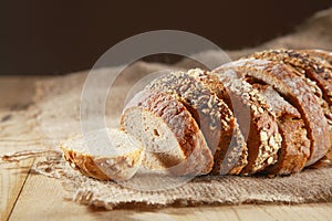 Loaf of assorted crusty fresh bread