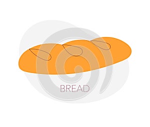 Long loaf bread. Vector illustration of a freshly baked bread.
