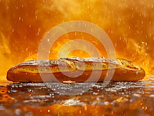 A loaf of bread is being sprayed with fire