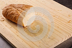 Loaf bread cut with knife