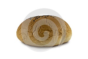 Loaf of bread loaf with cream filling, black bean, coconut, red bean on isolated white background.