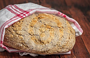 Loaf of bread made with beer malts photo
