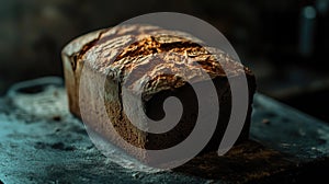 A loaf of brown bread, showcasing its texture and shape
